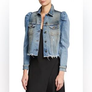 Retrofete Rissa Destroyed Denim Puff-Sleeve Jacket M